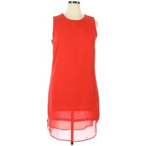 Sharagano‎ Sleeveless Dress Size 14 Cherry Red Lightweight Layers Round Neck